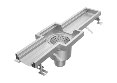 Reinraum-Kastenrinne- RKR mit zwischengeschweißtem Reinraum-Rinneneinlauf